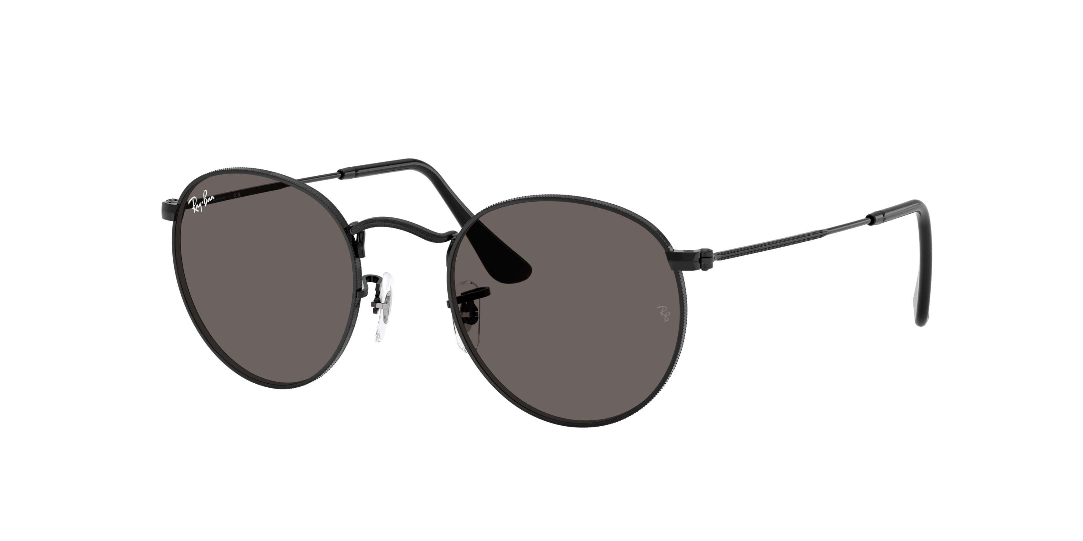 Ray-Ban Round Metal Dark Grey Sunglasses - Black - BLACK/GREY